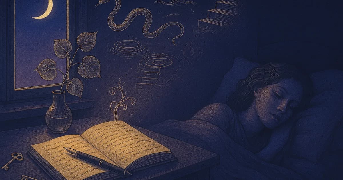 Надійний онлайн-сонник: відкритий щоденник снів на нічному столику на світанку, гілочка липи й відлуння образів сну