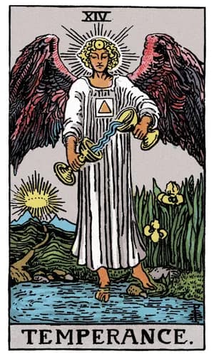 Поміркованість: карта таро Райдера-Вейта-Сміт (Temperance)