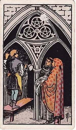 Трійка Пентаклів: карта таро Райдера-Вейта-Сміт (Three of Pentacles)